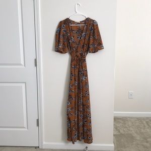 Orange Floral Wrap Maxi Dress